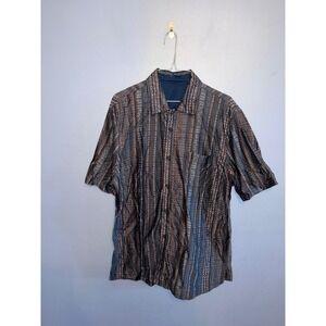 Jhane Barnes Short Sleeve Button Down Geometric Colorful Stripes SZ Med Mens Top